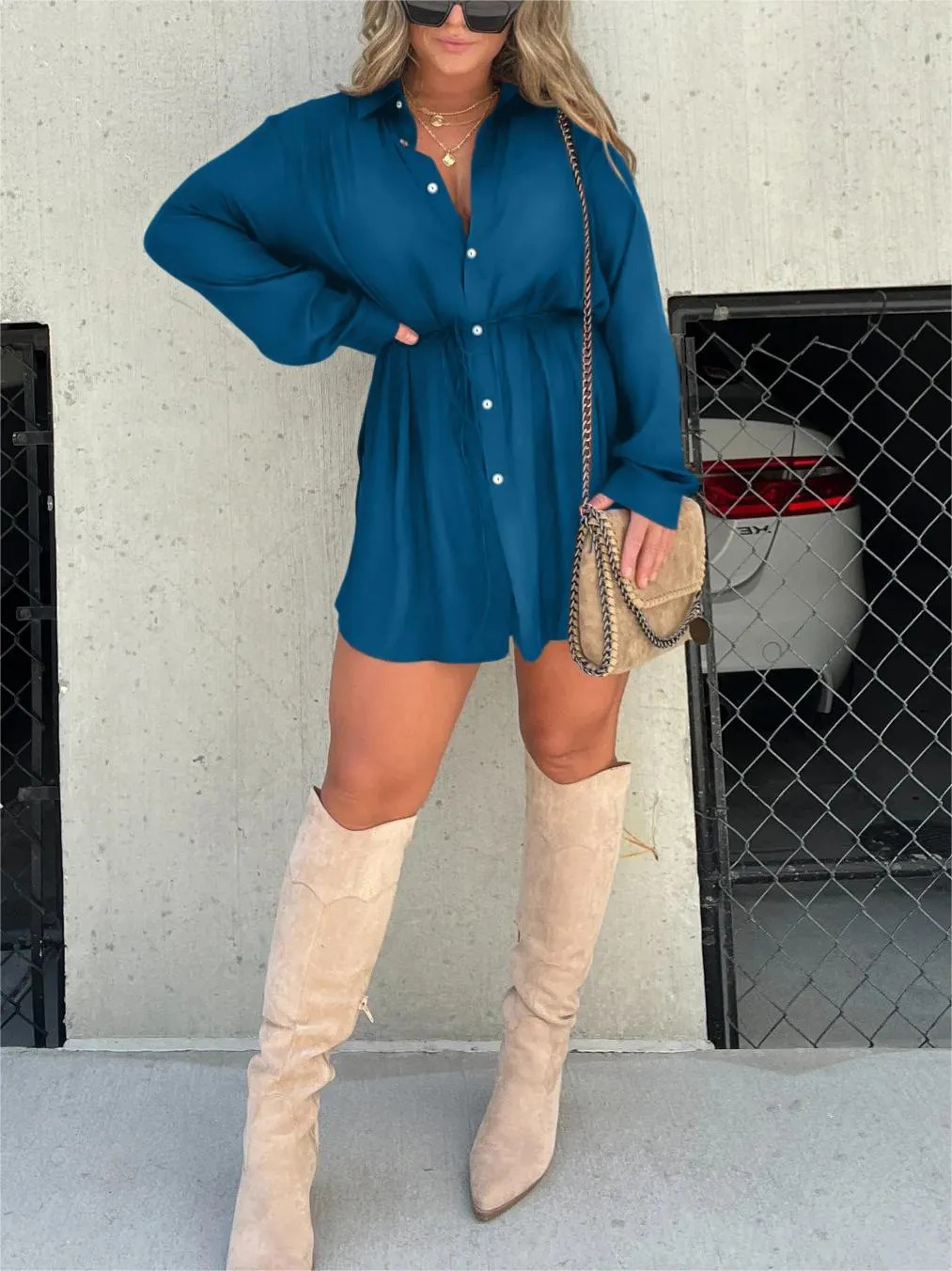 Kvinders Romper Kjole Satin Kort Trendy 11