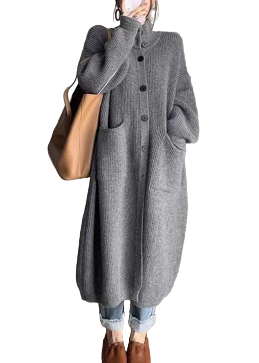 Kvinders Rullekrave Strik Sweater med Lommer 0