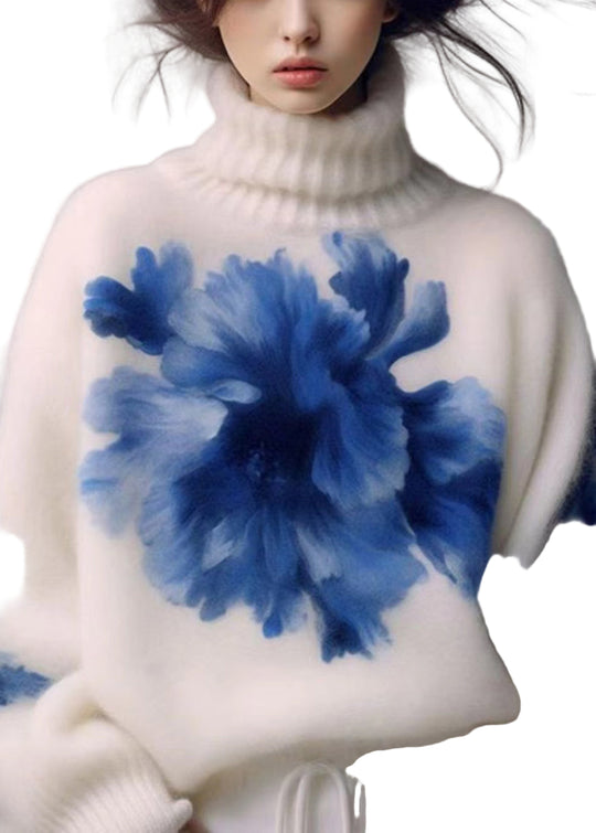 Kvinders Rullekrave Striktrøje med Print 0