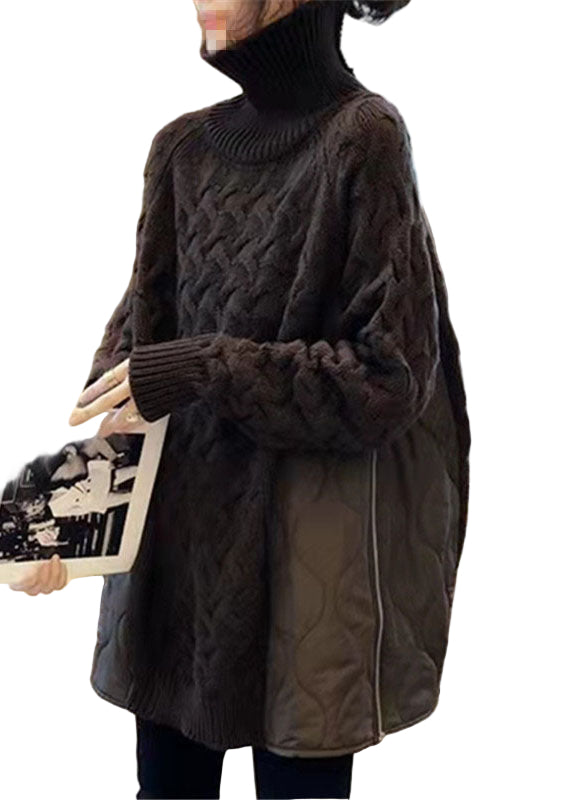 Kvinders Rullekrave Trøje med Patchwork Design 0