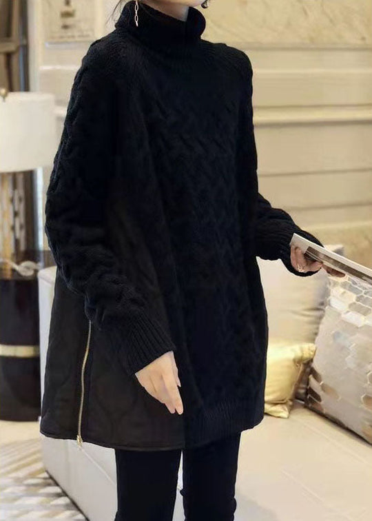 Kvinders Rullekrave Trøje med Patchwork Design 1