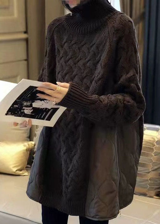 Kvinders Rullekrave Trøje med Patchwork Design 2