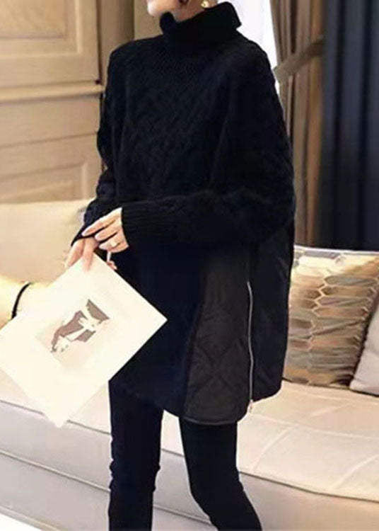 Kvinders Rullekrave Trøje med Patchwork Design 3