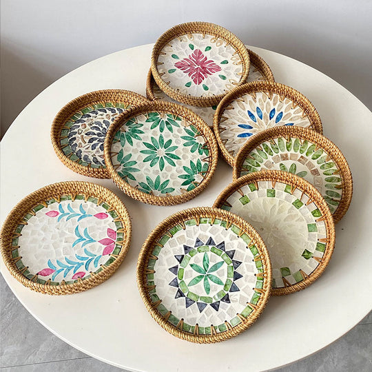 Kvinders Rund Serveringsfad Mosaik Design 28 cm 1