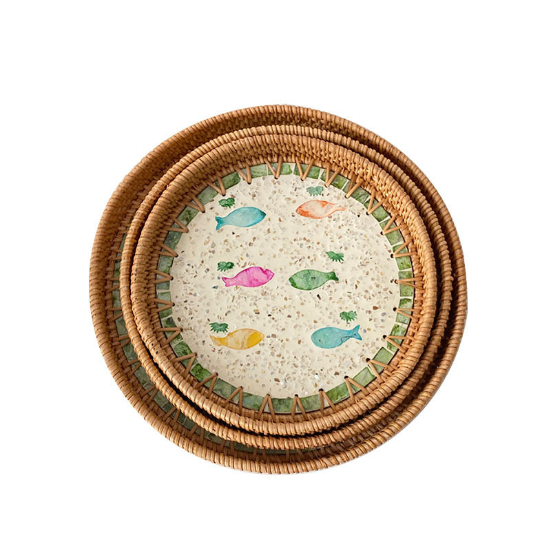 Kvinders Rund Serveringsfad Mosaik Design 28 cm 5