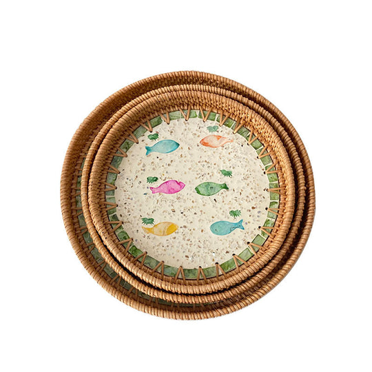 Kvinders Rund Serveringsfad Mosaik Design 28 cm 5