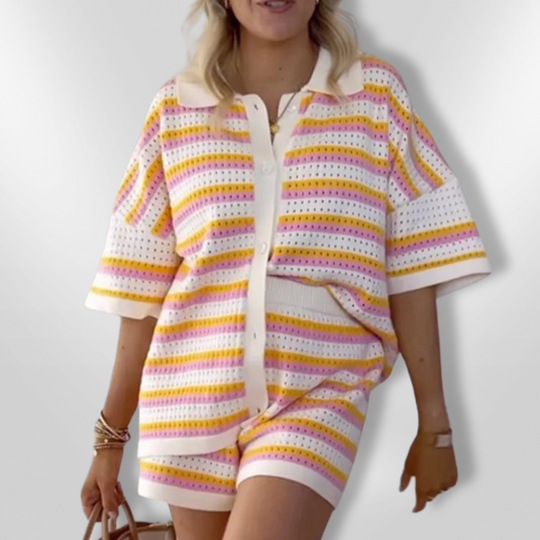Kvinders Sæt i Hæklet Design med Top og Shorts 1