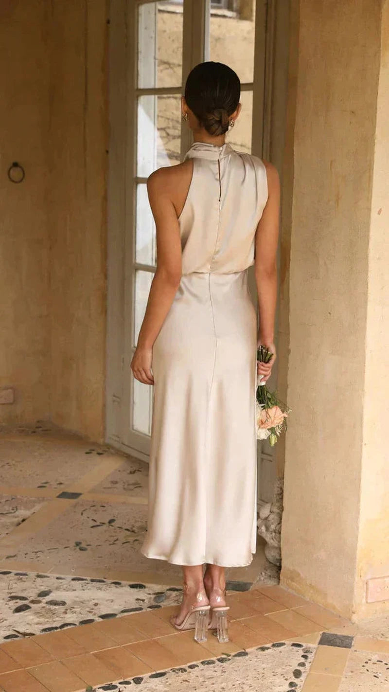 Kvinders Satin Maxi Kjole Elegant Design 1