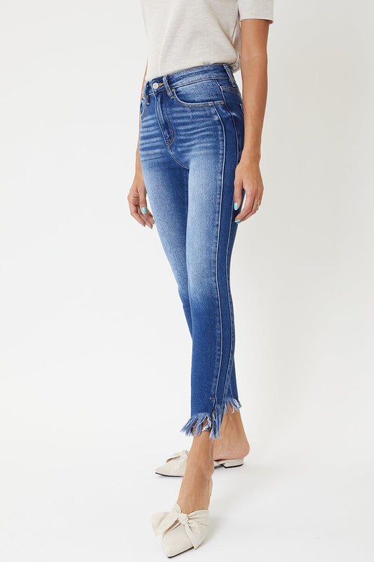 Kvinders Skinny Jeans med Høj Talje og Kantdetaljer 2