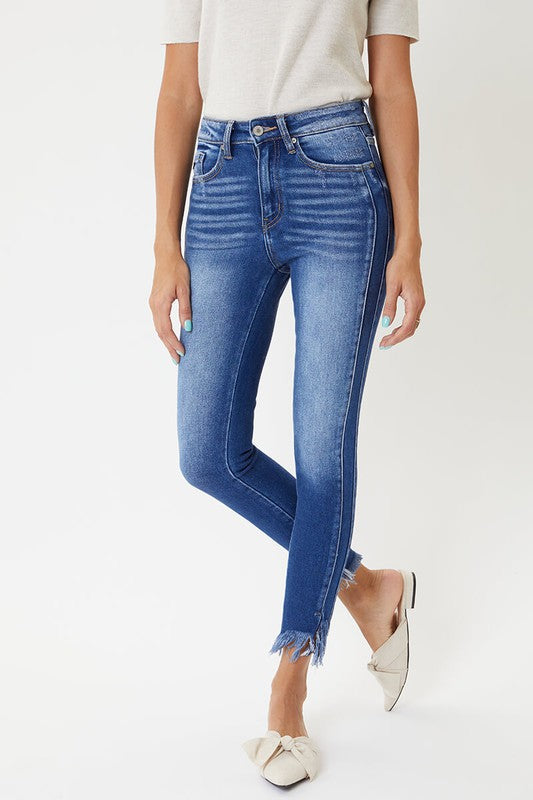 Kvinders Skinny Jeans med Høj Talje og Kantdetaljer 4