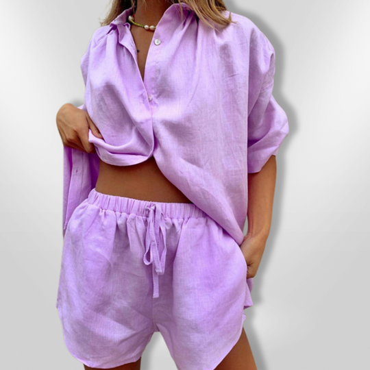 Kvinders Sommer Sæt Oversize Skjorte og Shorts 5