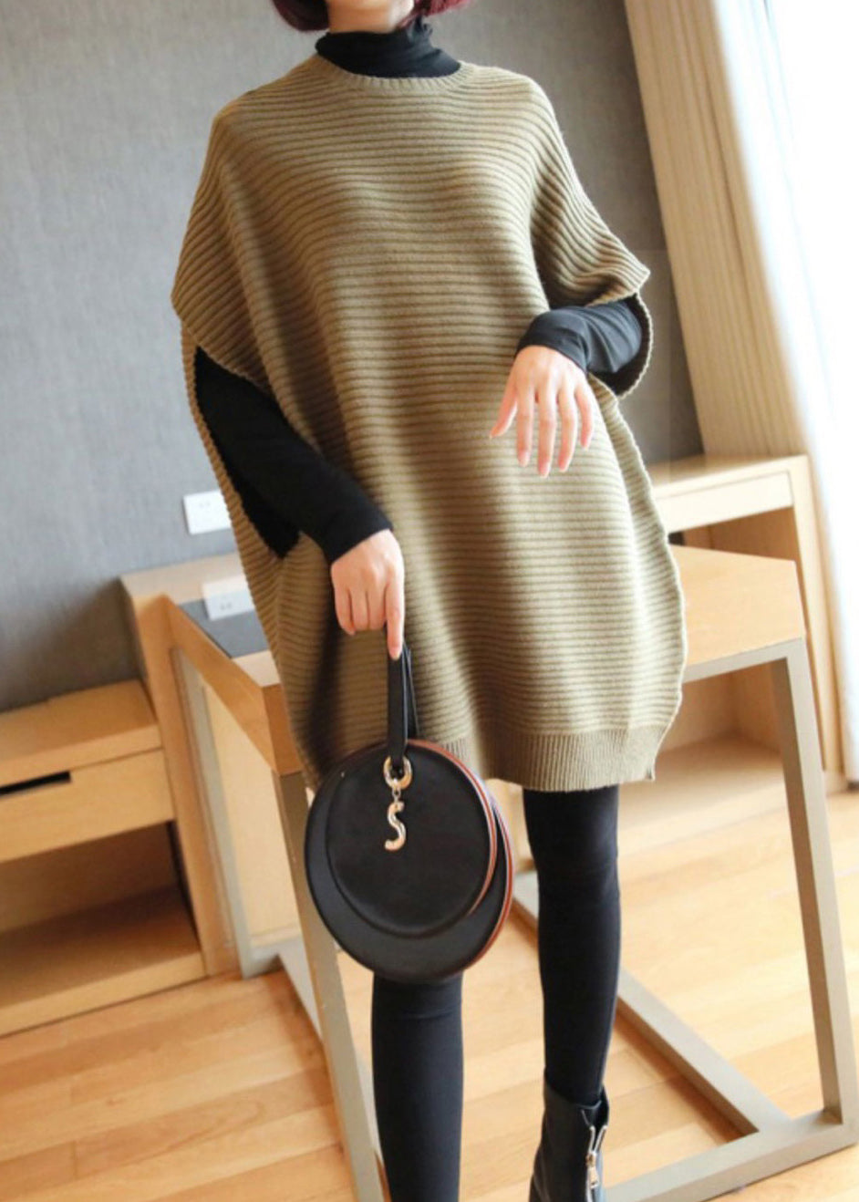 Kvinders Strik Vest O-Hals Patchwork Stil 3