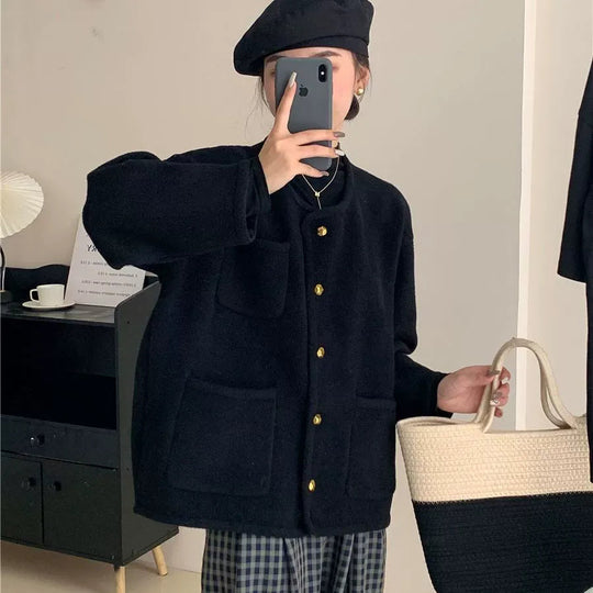 Kvinders Strikket Cardigan – Afslappet Pasform – Uldblanding – Knappet 1