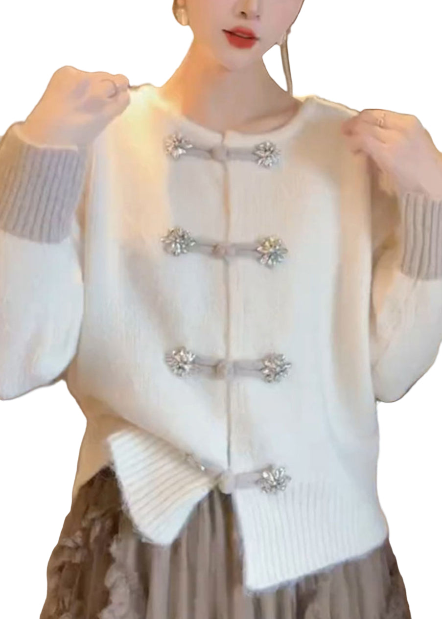 Kvinders Strikket Cardigan med O-hals 0