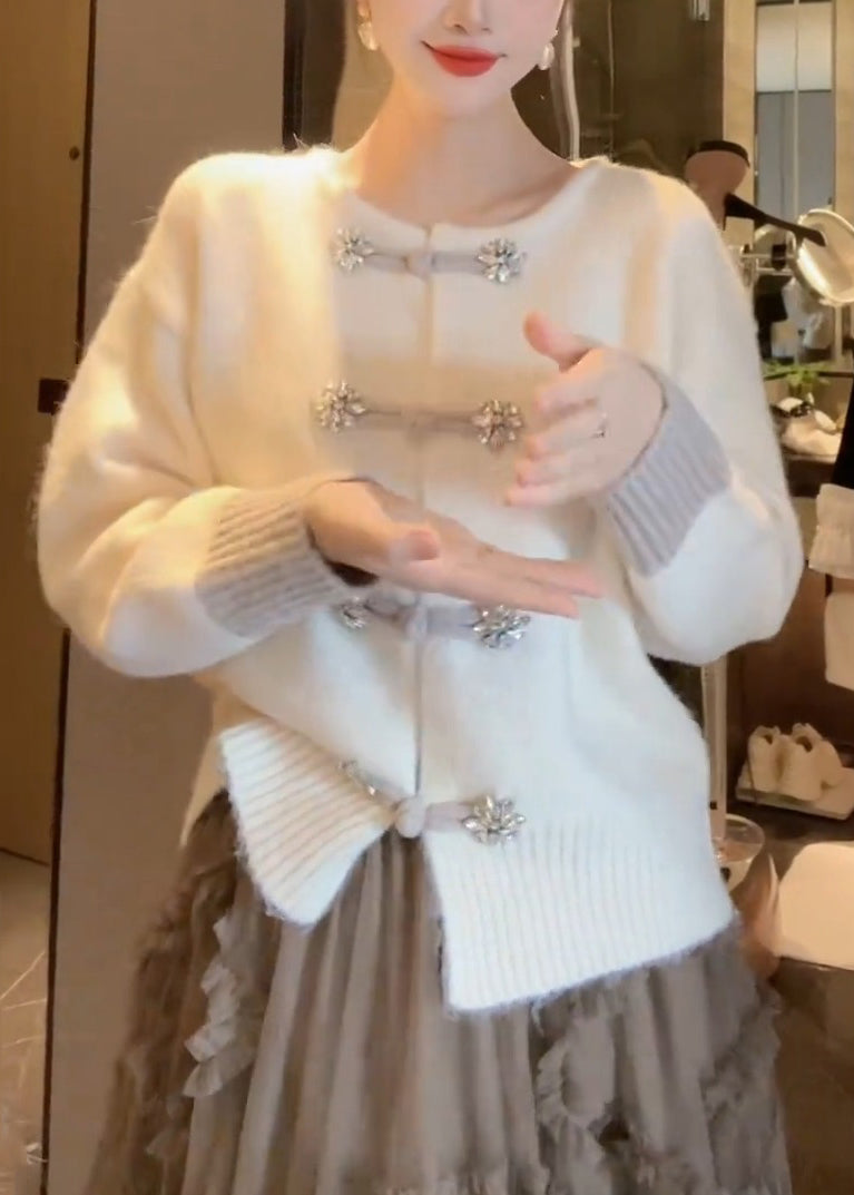 Kvinders Strikket Cardigan med O-hals 2