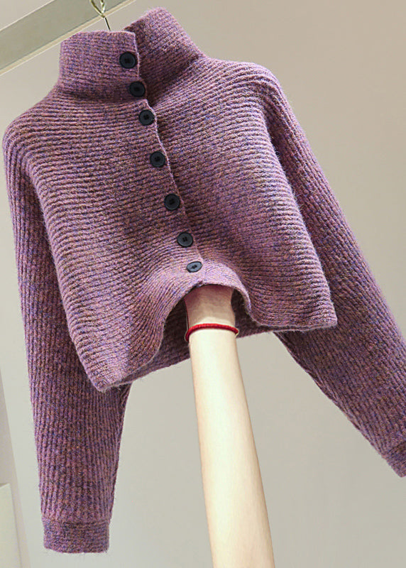 Kvinders Strikket Sweater med Rullekrave og Batwing Ærmer 1