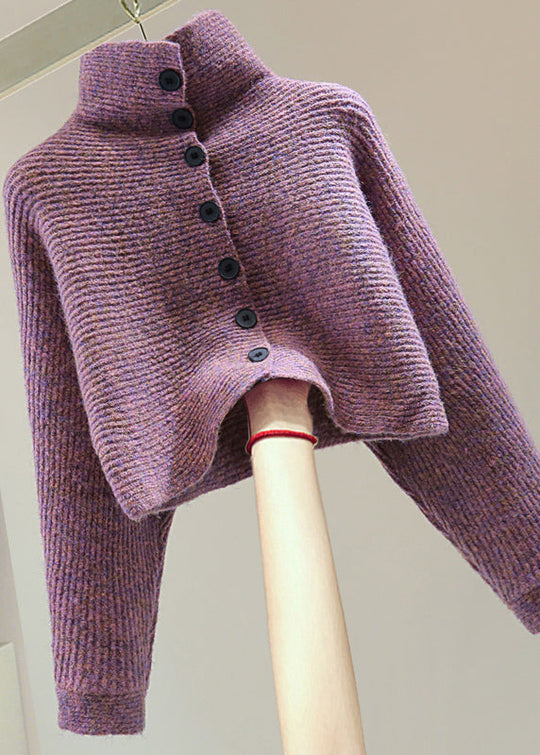 Kvinders Strikket Sweater med Rullekrave og Batwing Ærmer 1