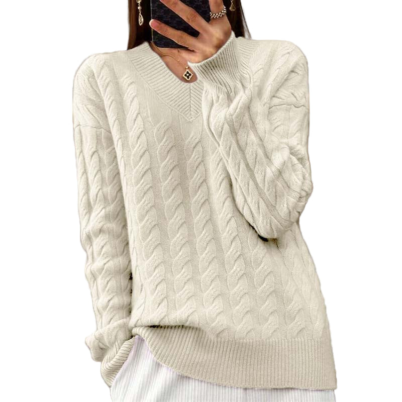 Kvinders Strikket V-hals Sweater 0