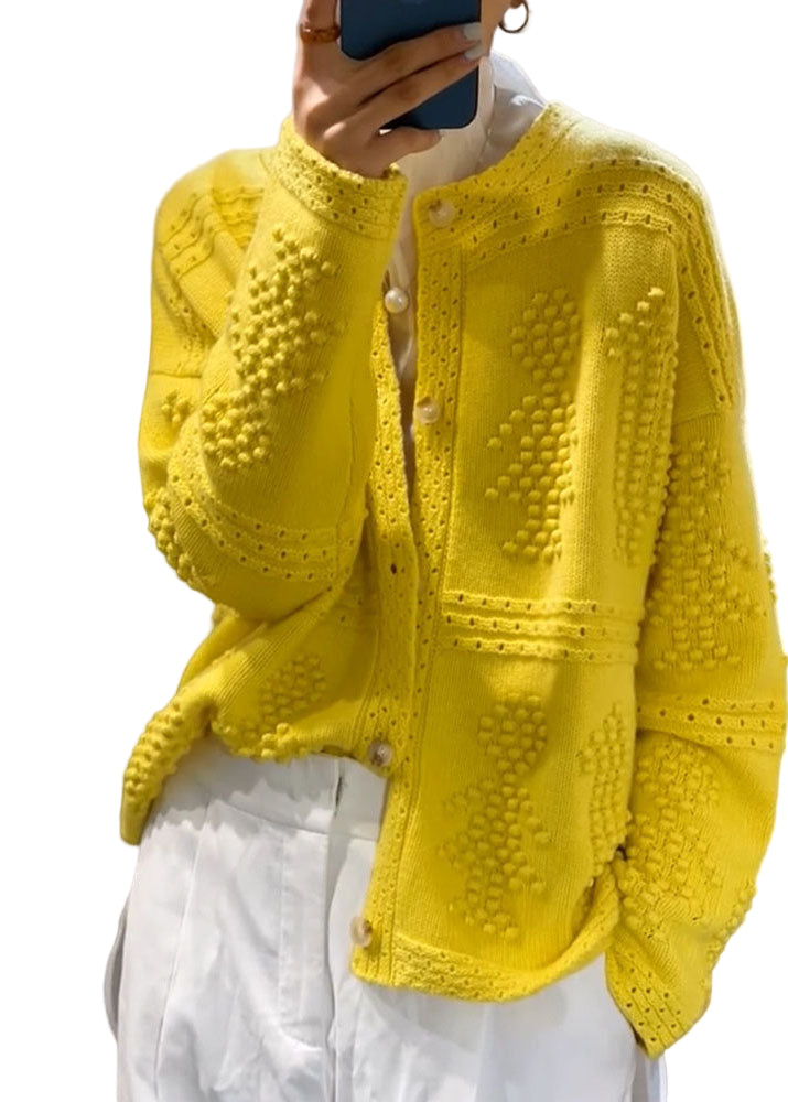 Kvinders Striktrøje med O-hals og Knapper 0