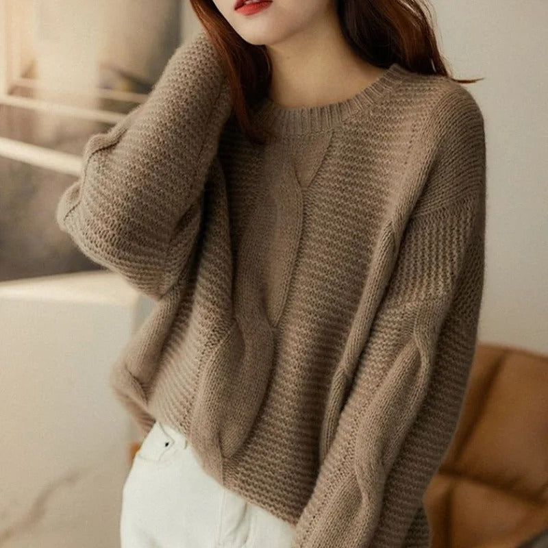 Kvinders Sweater Håndstrikket Blødt Bomuld 3