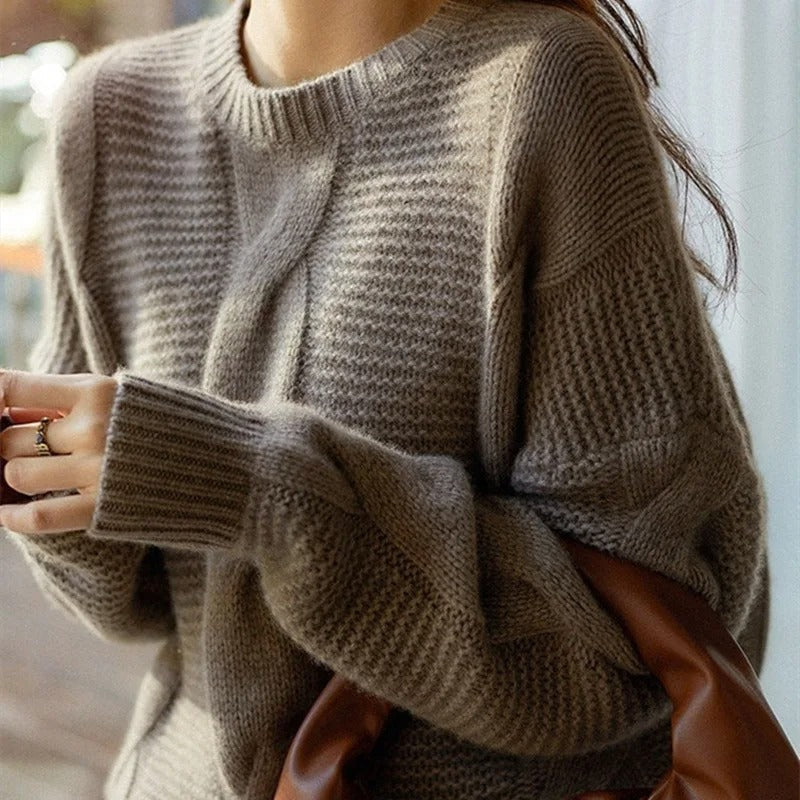 Kvinders Sweater Håndstrikket Blødt Bomuld 4