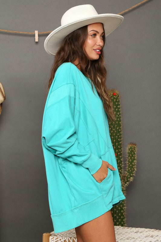 Kvinders Sweatshirt i Kontrastfarvet Fransk Terry 2