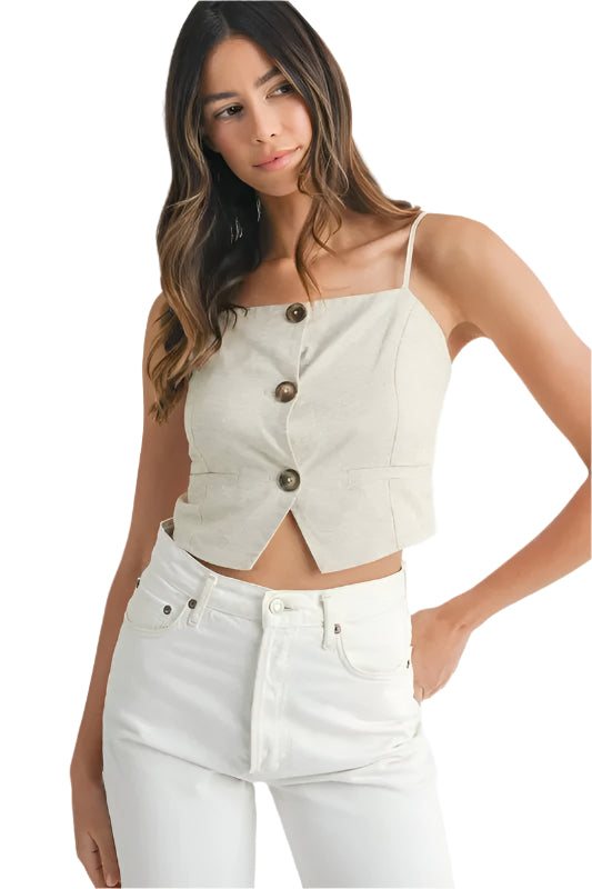 Kvinders Tank Top Knapdesign Linned Rayon 0
