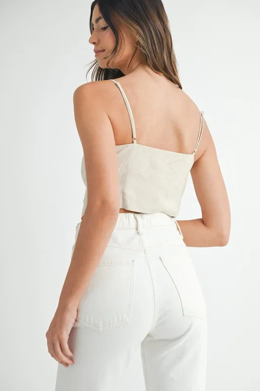 Kvinders Tank Top Knapdesign Linned Rayon 2