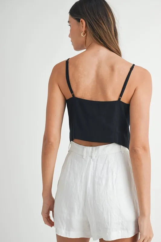 Kvinders Tank Top med Knapper i Linnedmix 4