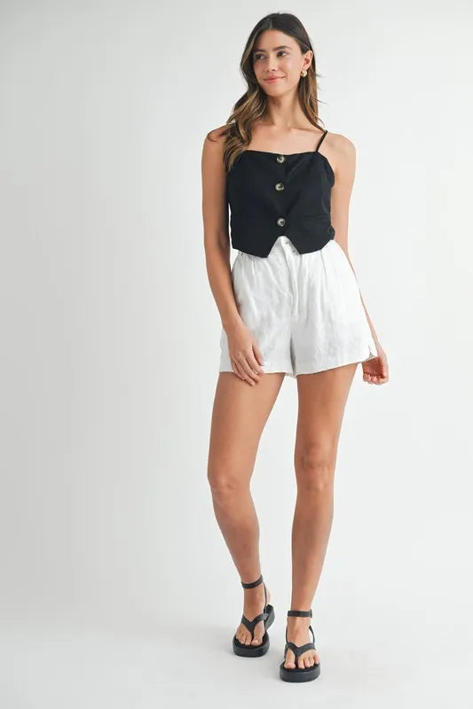 Kvinders Tank Top med Knapper i Linnedmix 6