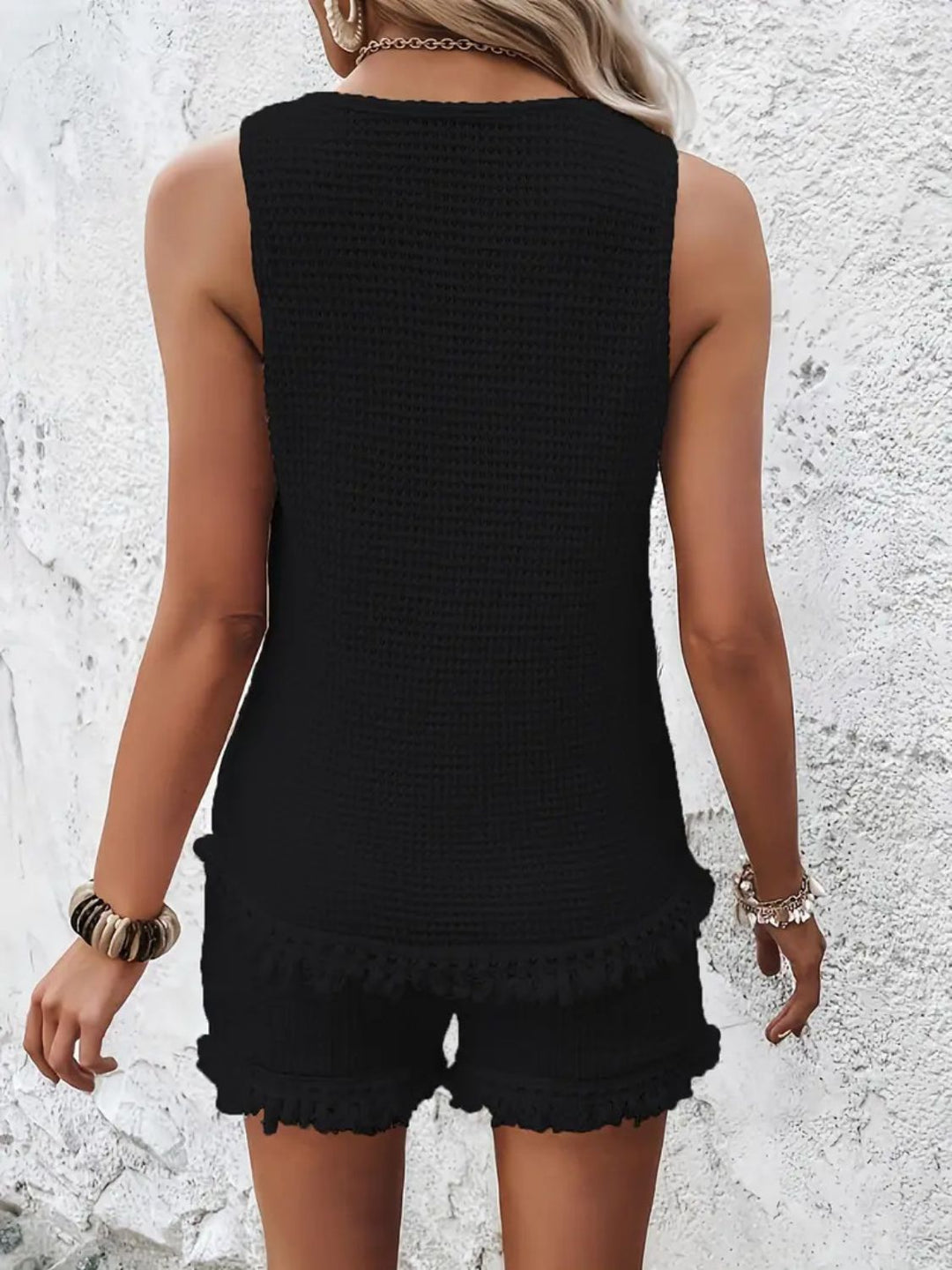 Kvinders Tanktop og Shorts Sæt med Rund Hals og Bred Strop 6