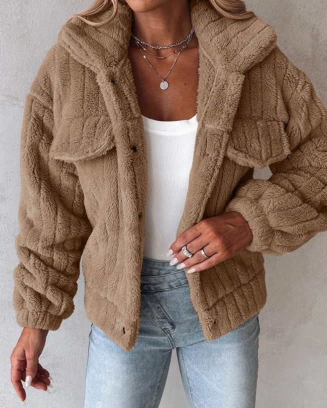 Kvinders Teddy Coat Oversized Fit 4