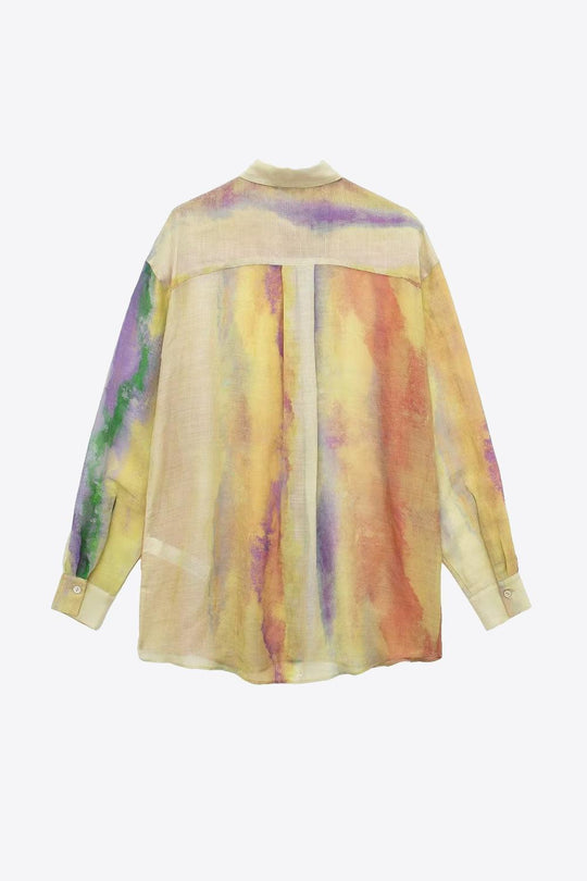 Kvinders Tie-Dye Langærmet Skjorte og Bundet Nederdel Sæt 2