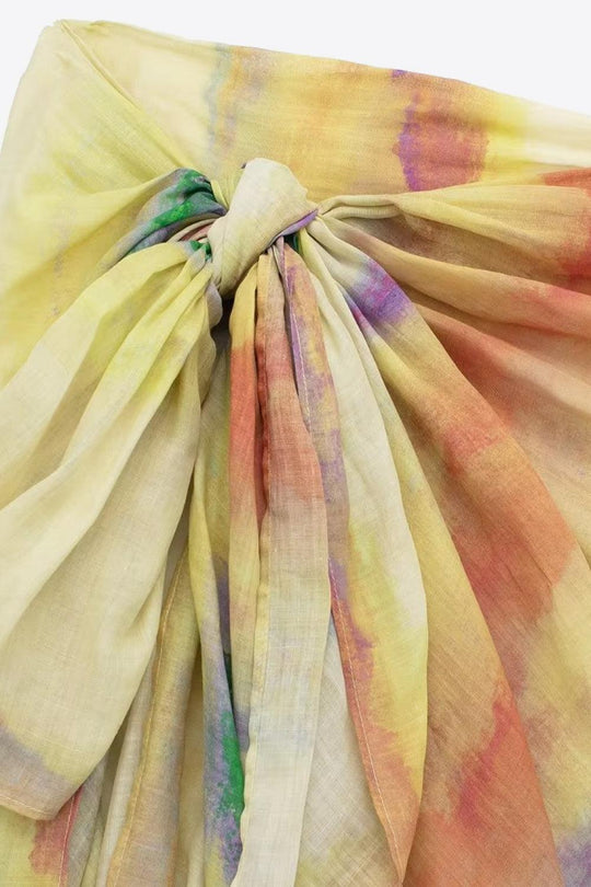 Kvinders Tie-Dye Langærmet Skjorte og Bundet Nederdel Sæt 6