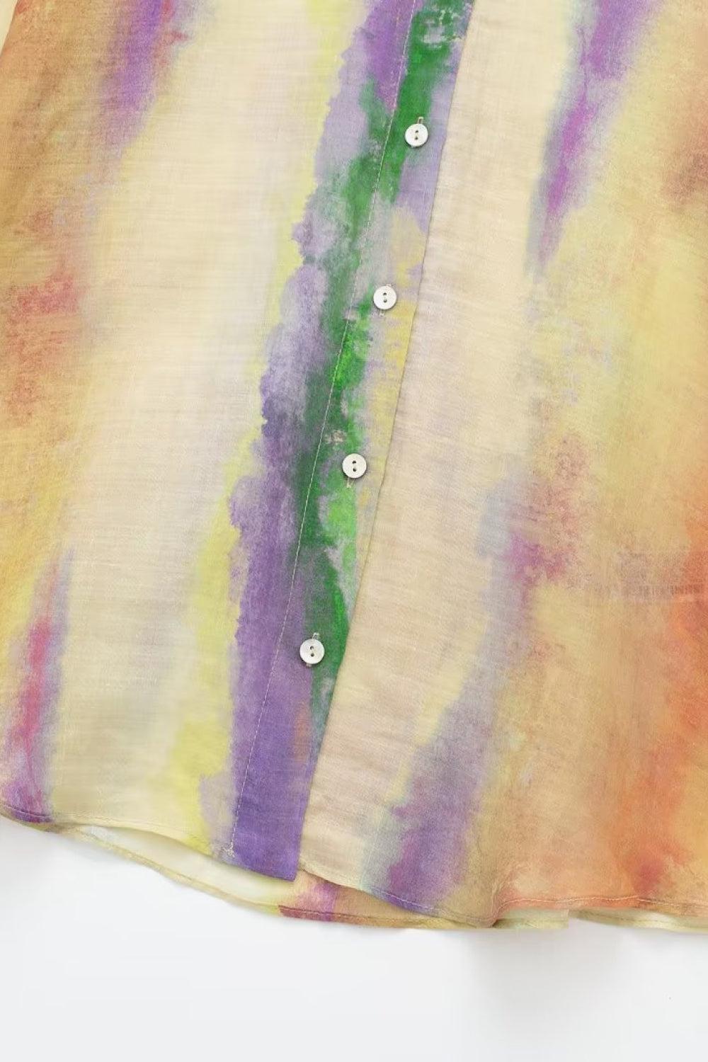 Kvinders Tie-Dye Langærmet Skjorte og Bundet Nederdel Sæt 7