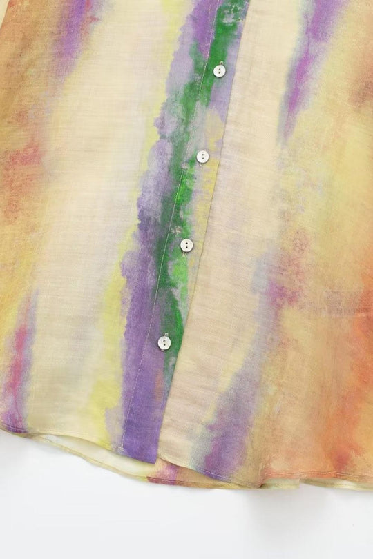 Kvinders Tie-Dye Langærmet Skjorte og Bundet Nederdel Sæt 7