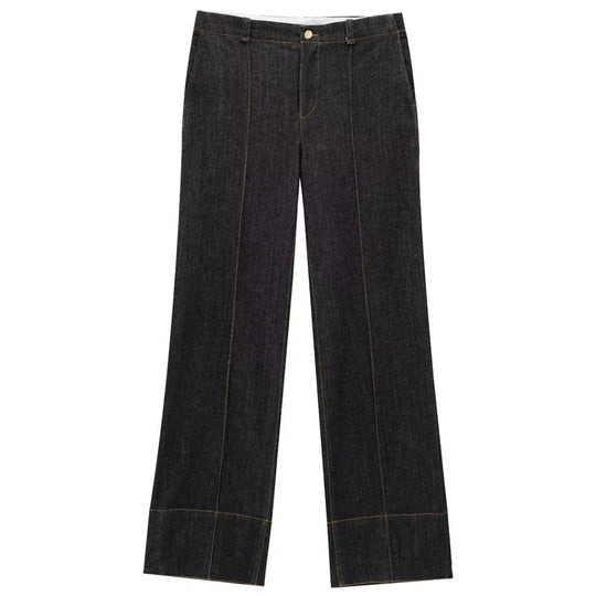 Kvinders To-delt Sæt Denim Langærmet Skjorte og Højtaljede Flared Bukser 6