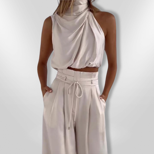 Kvinders To-delt Sæt Elegant Draperet Stil 3
