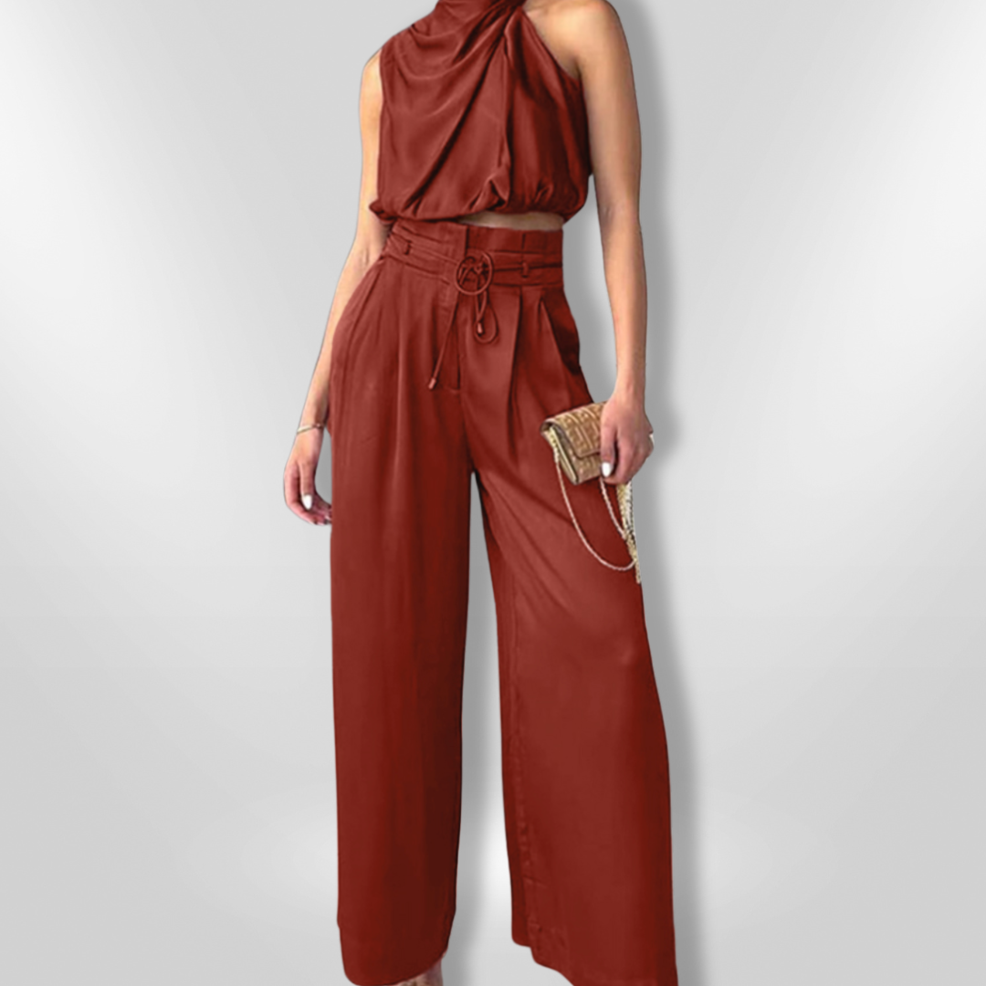 Kvinders To-delt Sæt Elegant Draperet Stil 4