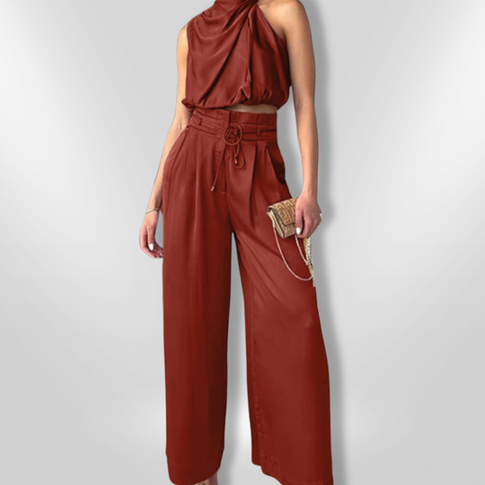 Kvinders To-delt Sæt Elegant Draperet Stil 4