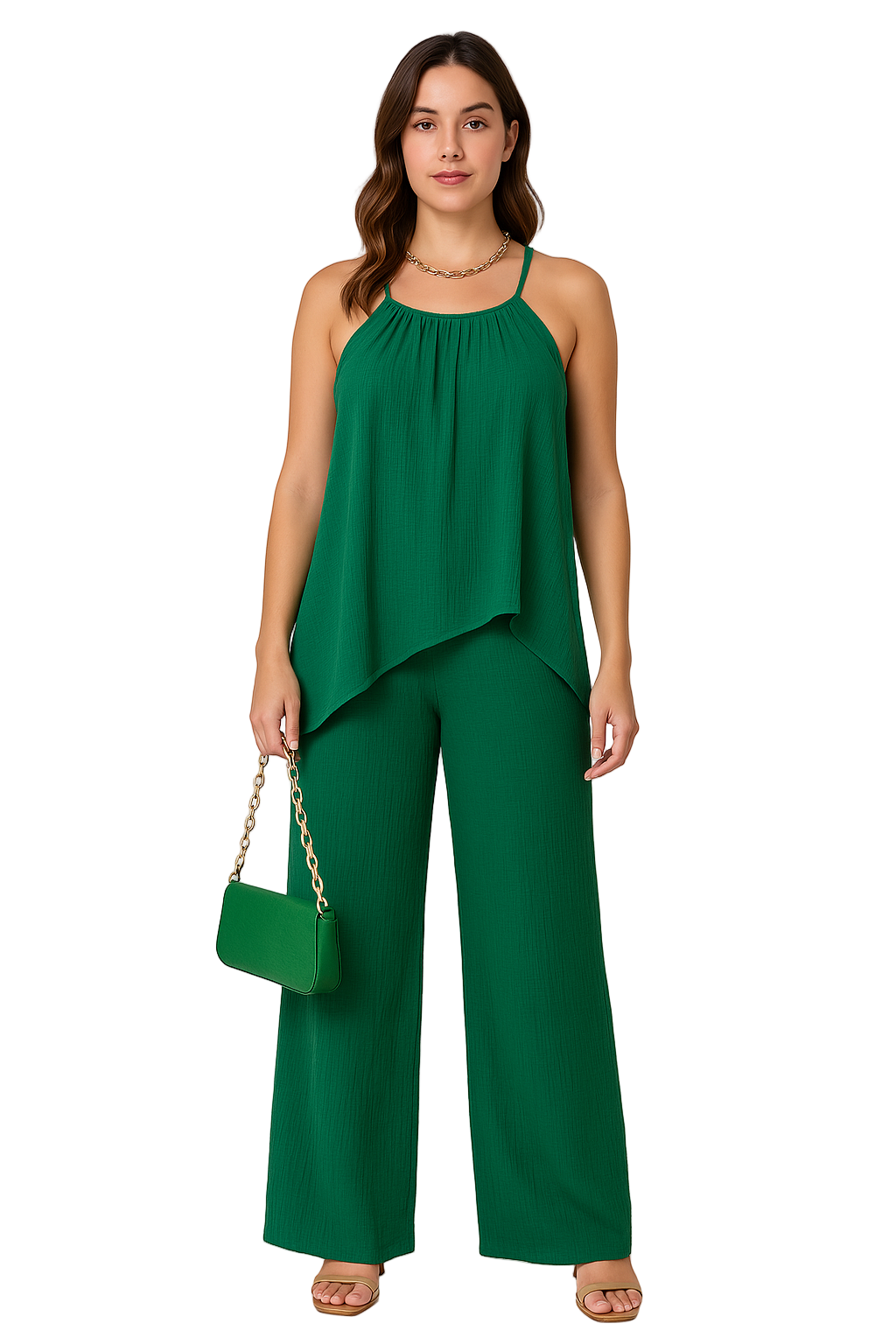 Kvinders Top og Bukser Sæt Asymmetrisk Draperet 0