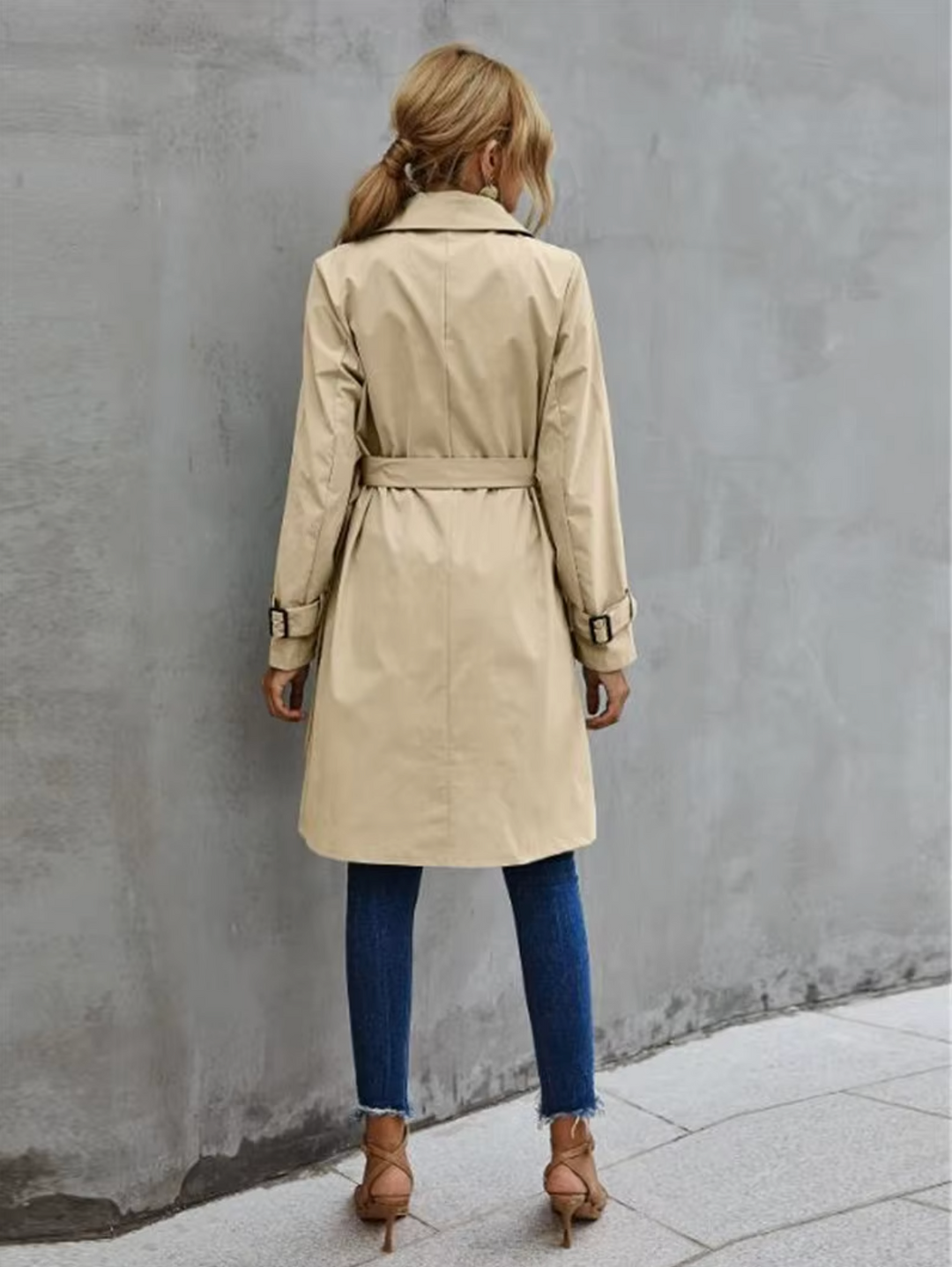 Kvinders Trench Coat Dobbeltknap Design Tidløs Stil 2