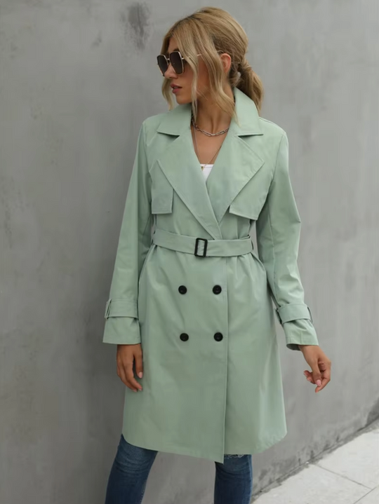 Kvinders Trench Coat Dobbeltknap Design Tidløs Stil 4
