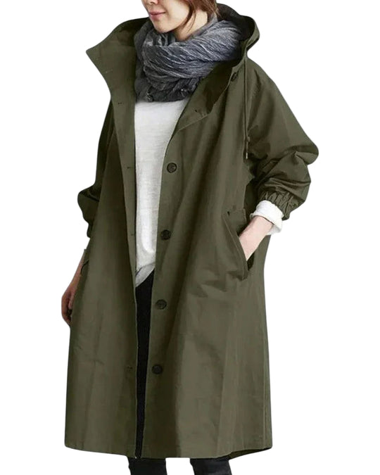 Kvinders Trenchcoat med Hætte og Longline Silhuet 0
