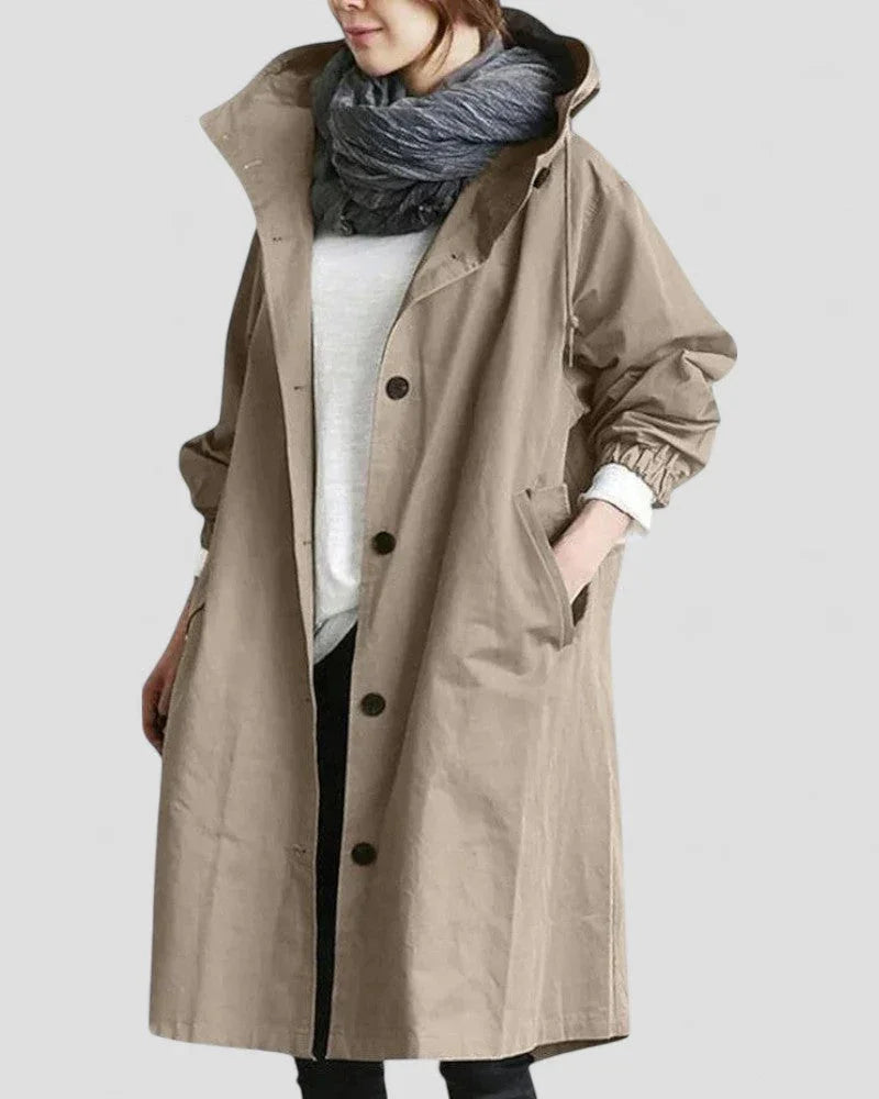Kvinders Trenchcoat med Hætte og Longline Silhuet 4