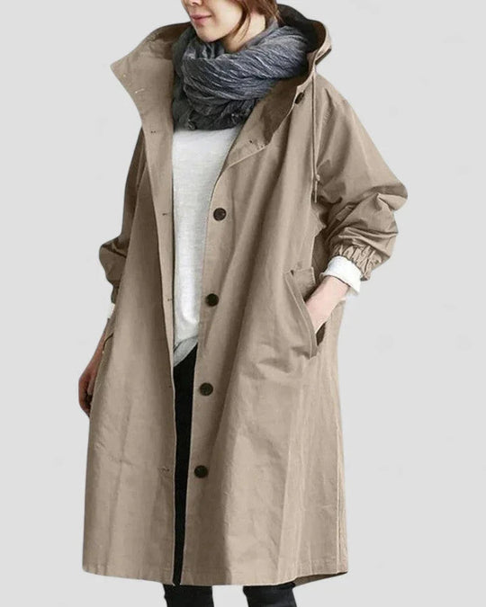 Kvinders Trenchcoat med Hætte og Longline Silhuet 4