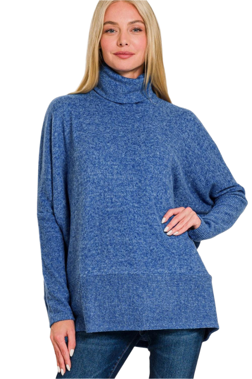 Kvinders Turtleneck Sweater Melange Hacci Polyester 0