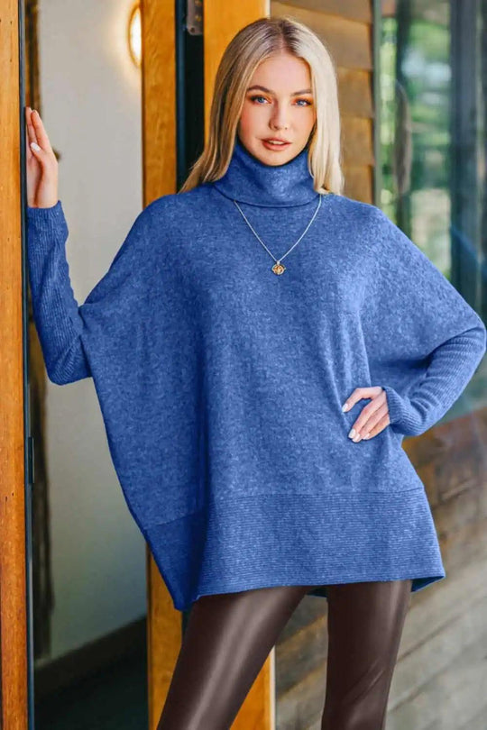 Kvinders Turtleneck Sweater Melange Hacci Polyester 2