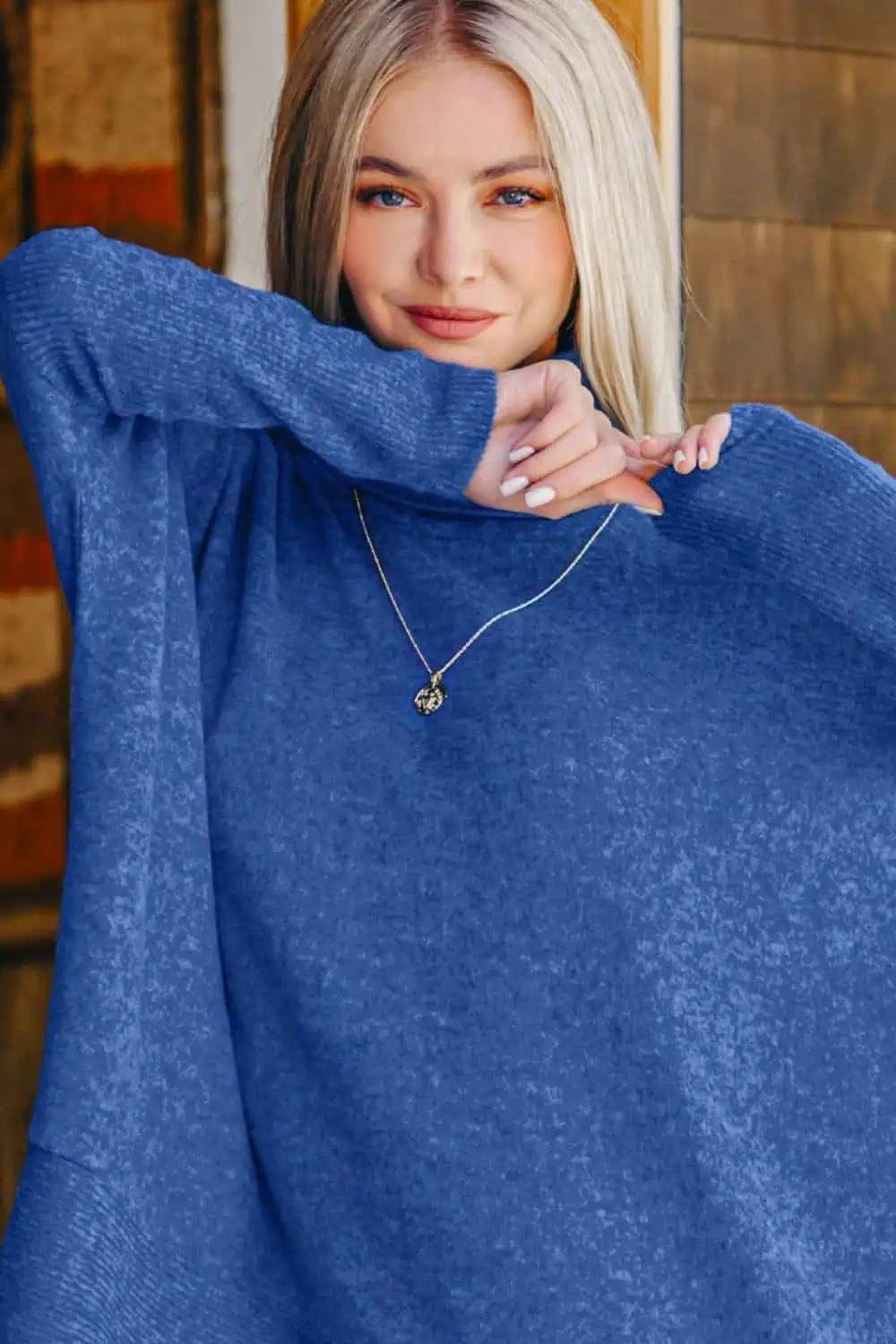 Kvinders Turtleneck Sweater Melange Hacci Polyester 3