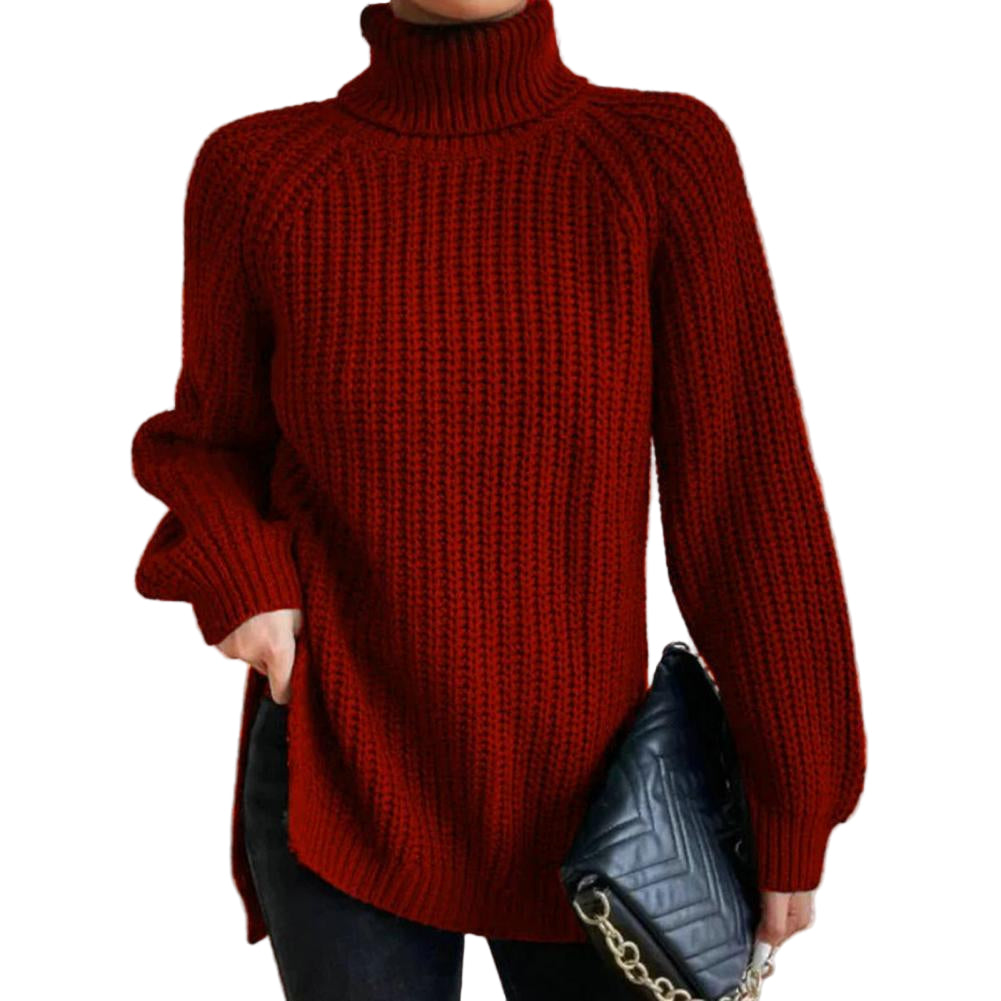 Kvinders Turtleneck Sweater Ribbet Uld Strik 1